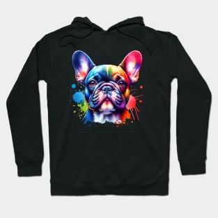 Bright Watercolor Frenchie Hoodie